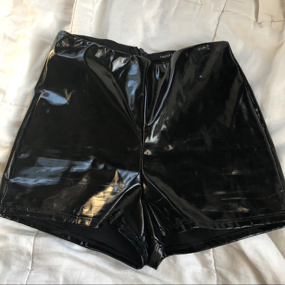 funky pleather shorts